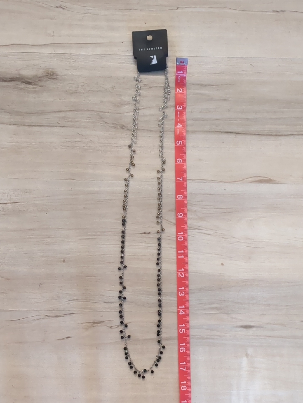 The Limited Black, Taupe, And Clear Bead Necklace with Silver-Tone Chain